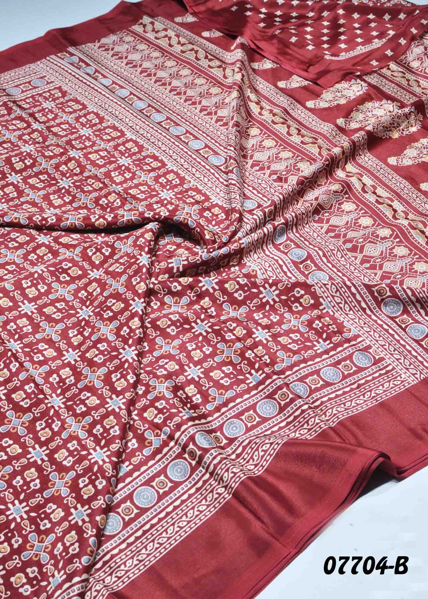 Akila - 07704-B Maroon Color Trendy Crepe Saree CM1426673 (LR4B)