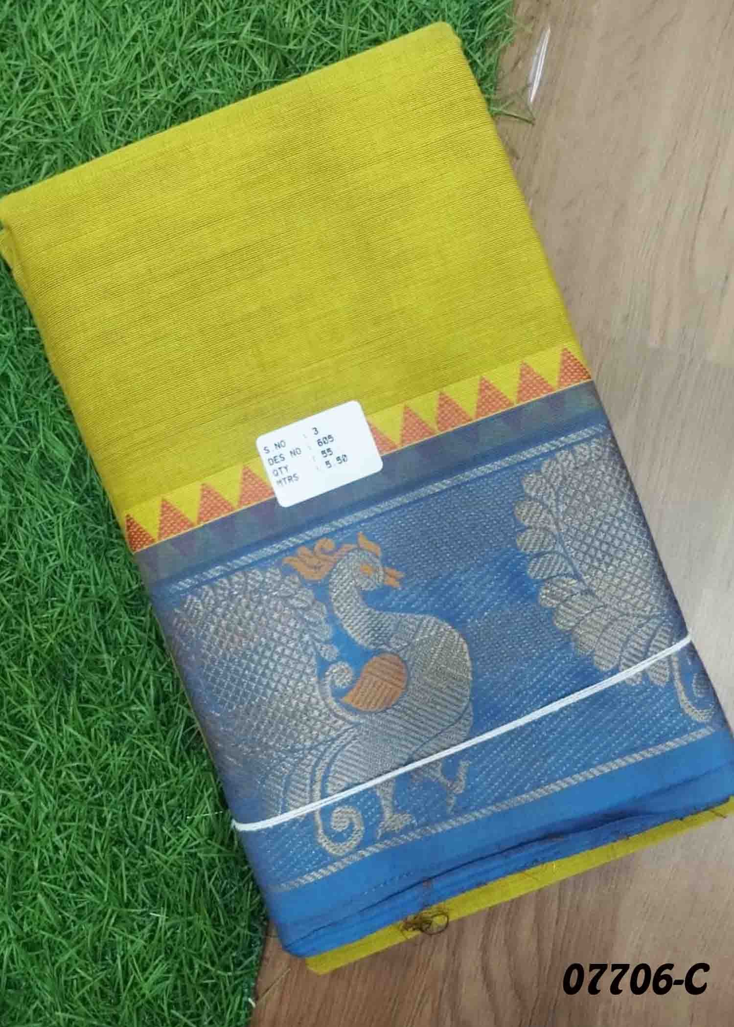 Janavi - 07706-C chartreuse green Color Traditional Chettinad Cotton Saree CM1439861 (RR2B)