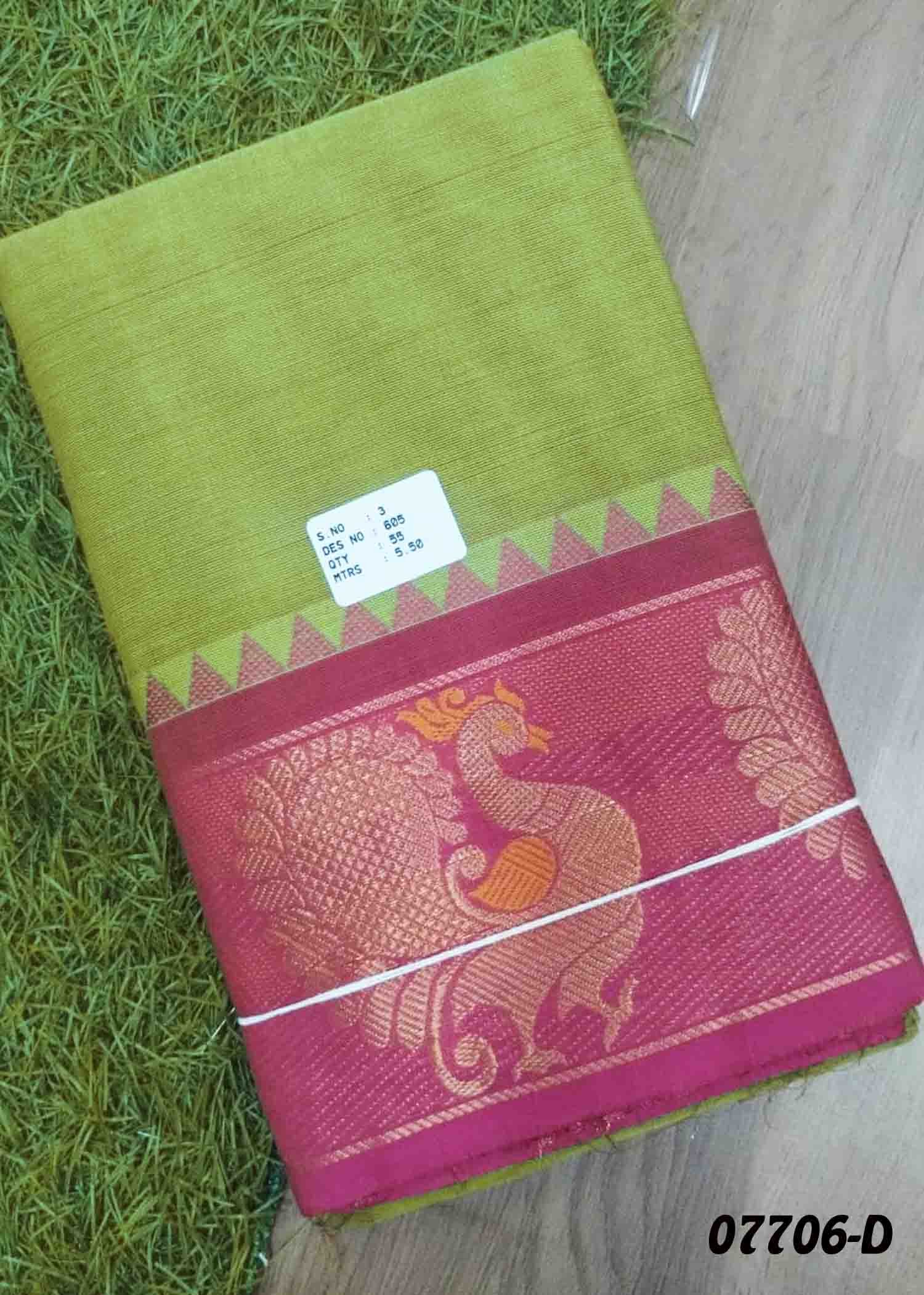Janavi - 07706-D Green Color Traditional Chettinad Cotton Saree CM1439861 (RR2B)