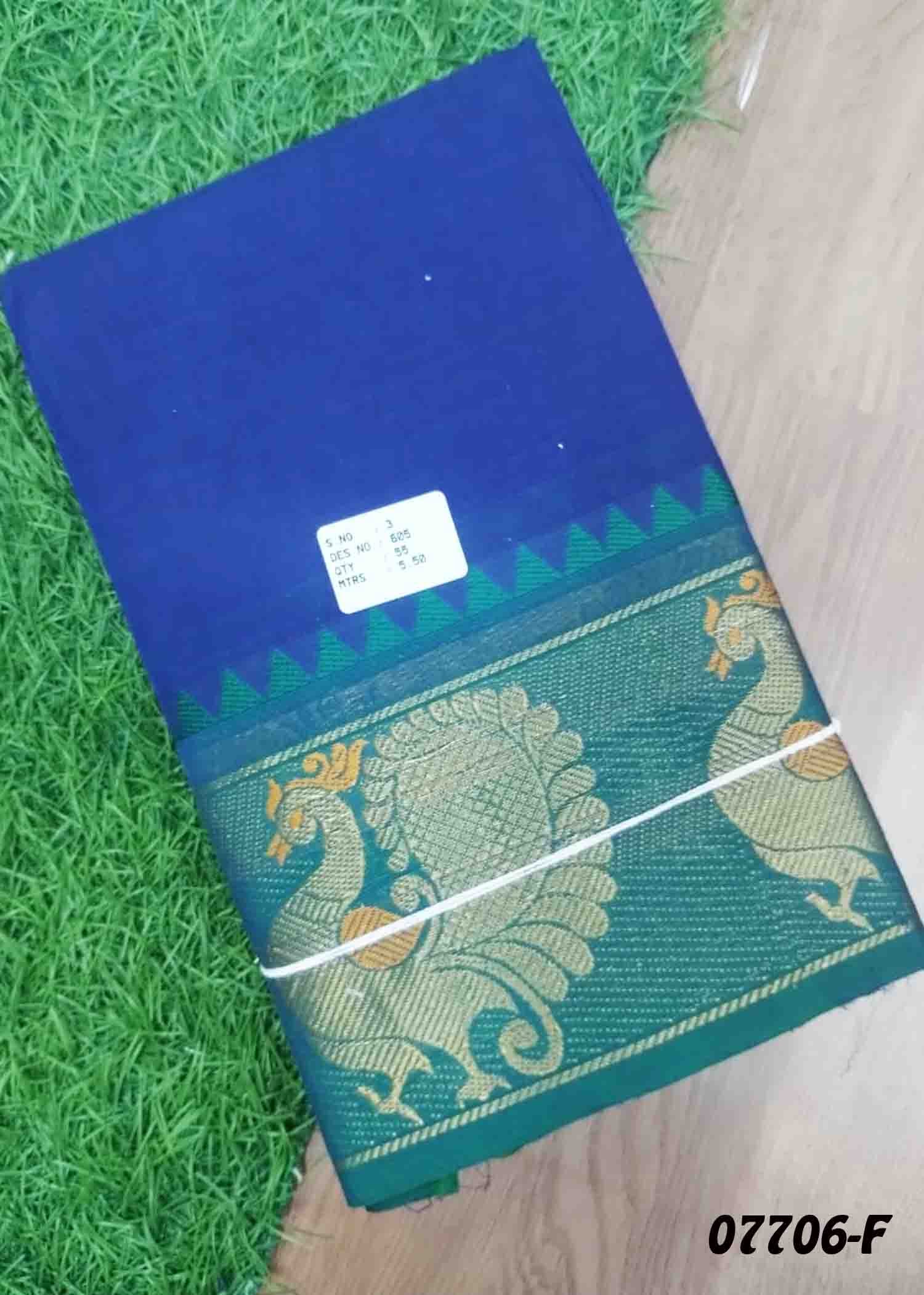 Janavi - 07706-F Inkblue Color Traditional Chettinad Cotton Saree CM1439861 (RR2B)