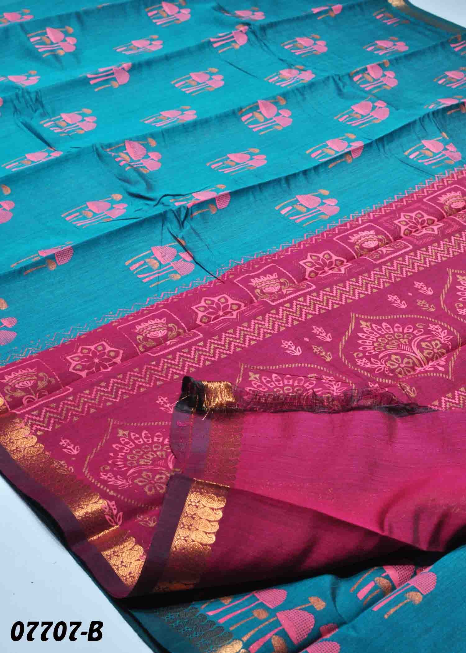 Lekha - 07707-B Pinegreen Color Traditional Silk Cotton Saree CM1432376 (RR2B)