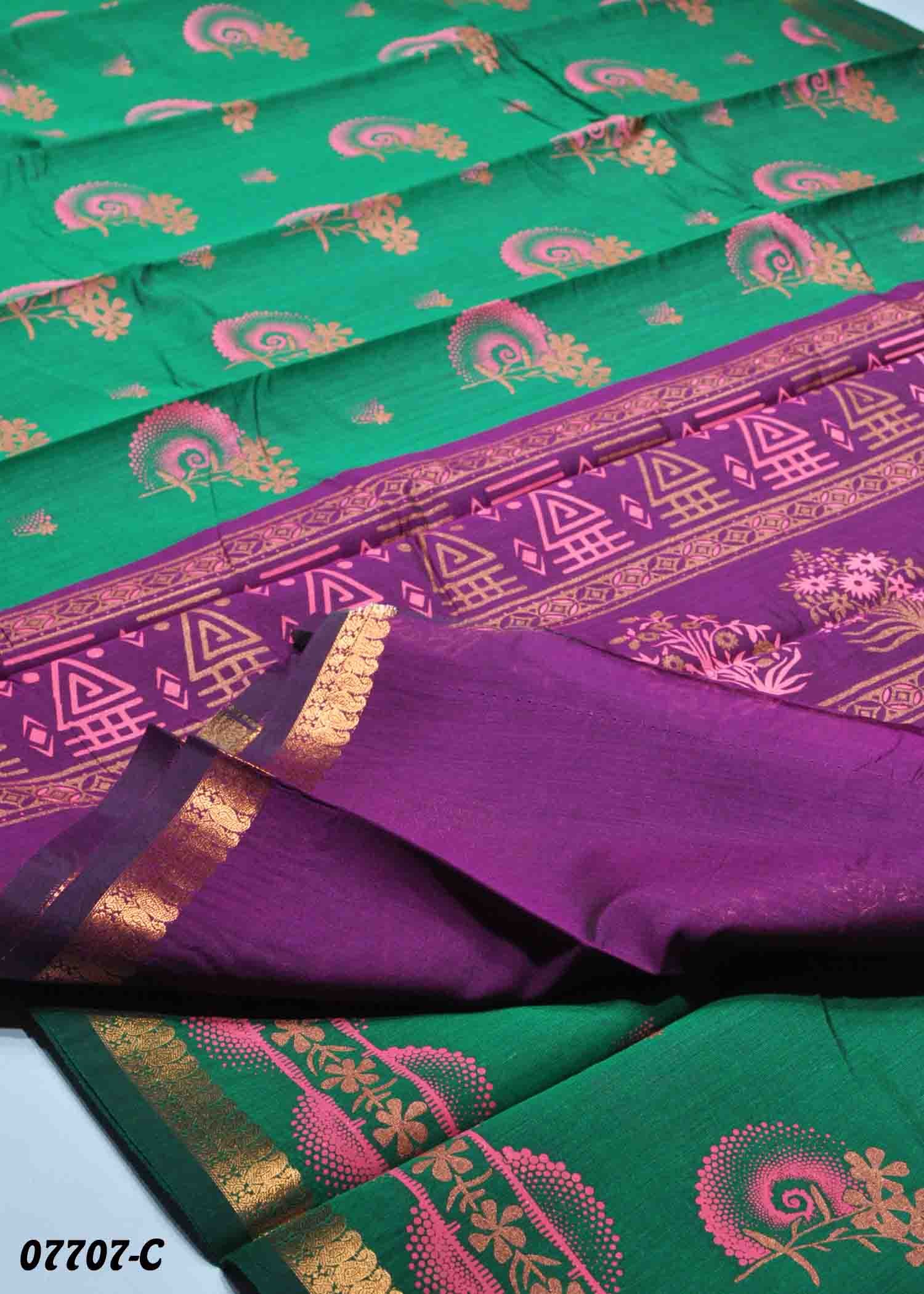 Lekha - 07707- C Green Color Traditional Silk Cotton Saree CM1432376 (RR2B)