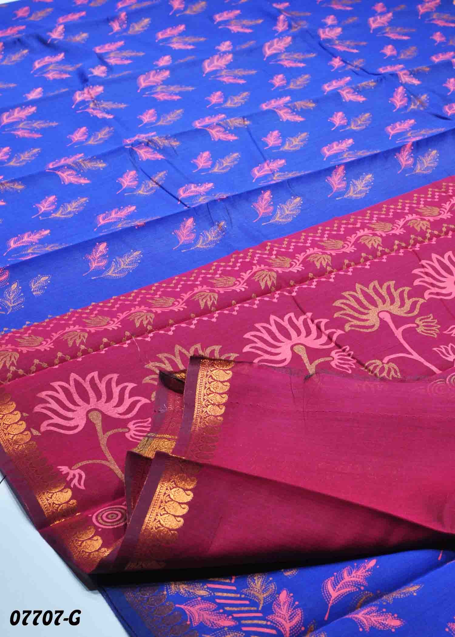 Lekha - 07707-F Inkblue Color Traditional Silk Cotton Saree CM1432376 (RR2B)