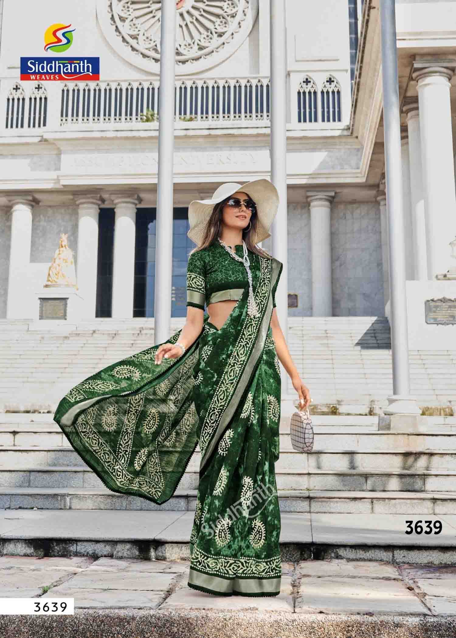 Siddhanth Breeza Print - 3639 Green Color Trendy Fancy Cotton Saree CM1441651 (RR5E)