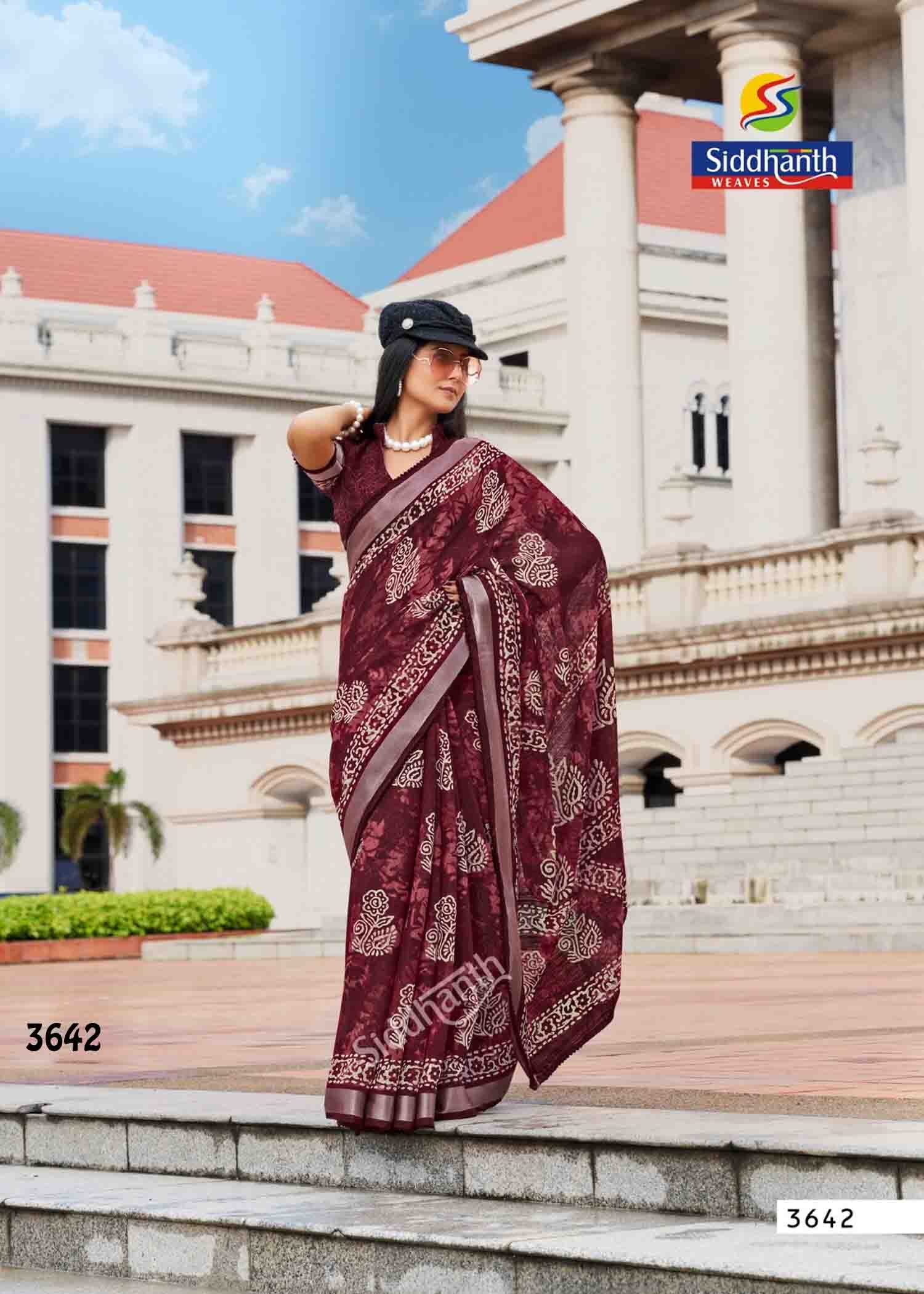 Siddhanth Breeza Print - 3642 Maroon Color Trendy Fancy Cotton Saree CM1441651 (RR5E)