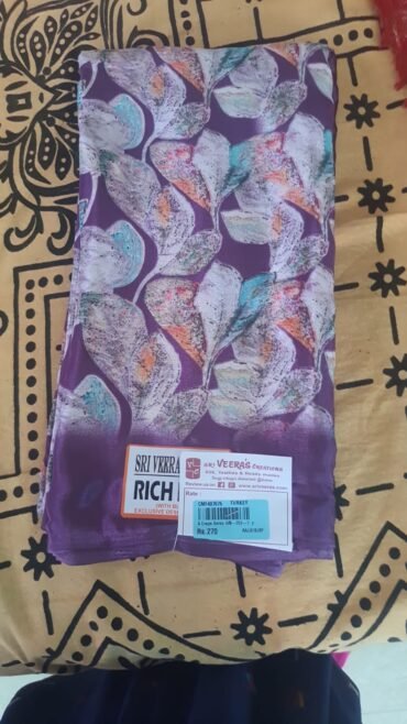 Muthu 07280-A Purple colour floral crepe sarees CM1403194