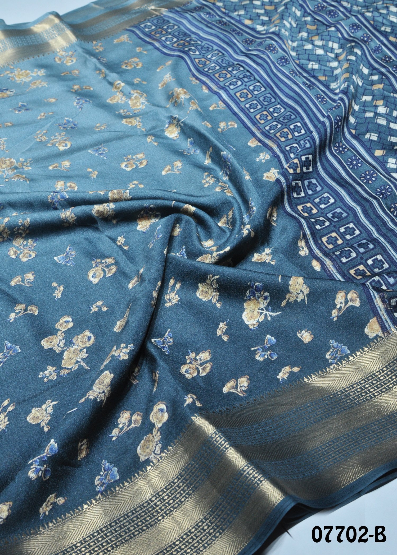 Shalini - 07703-B Tealblue Color Trendy Moss Chiffon Saree CM1421967 (LR2B)