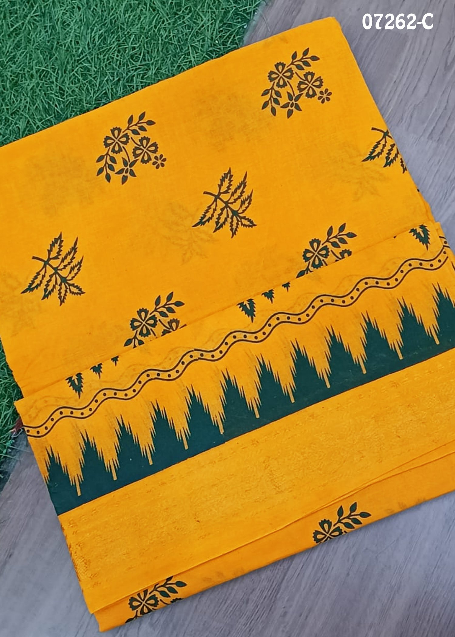 Amman - 07262-D Dark Yellow Color Aadi Special Madurai Chungudi Cotton Saree CM1439720 (RR4E)