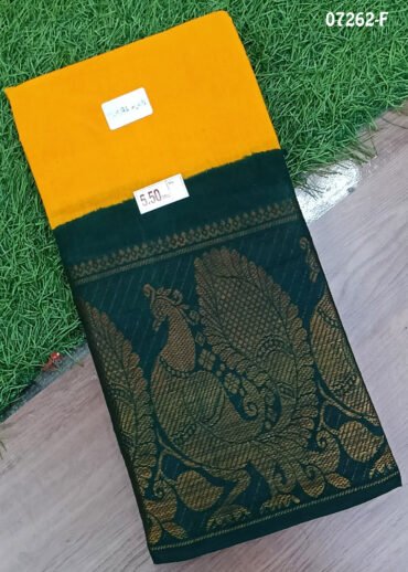 Amman - 07262-F  Dark Yellow Color Aadi Special Madurai Chungudi Cotton Saree CM1439739 (RR4E)