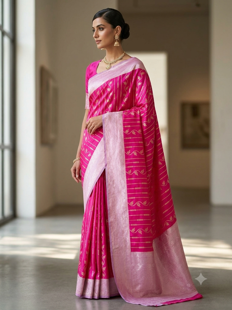 Kruba - 07500-A Pink Color Fancy Banaras saree CM1434492