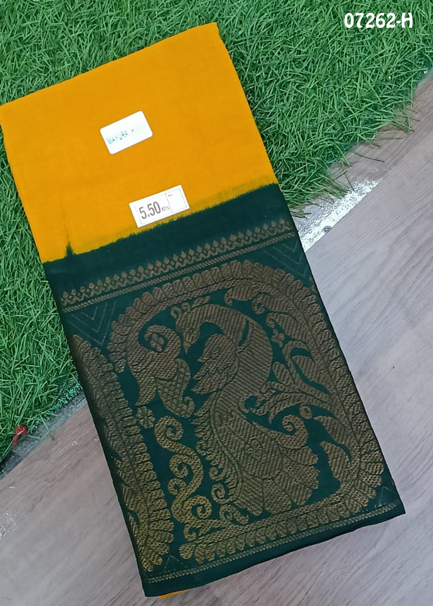 Amman - 07262-H Dark Yellow Color Aadi Special Madurai Chungudi Cotton Saree CM1439739 (RR4E)