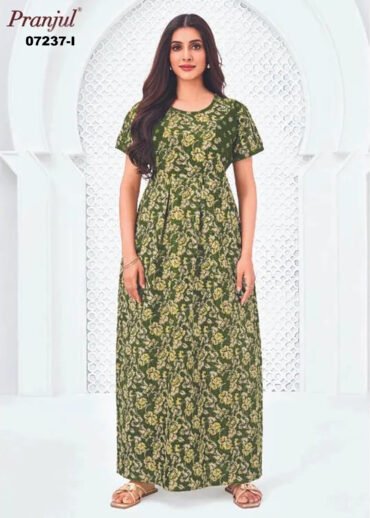 Zoya -07237-I  [XL]  Green Color (Pranjul Brand) Cotton Readymade Pocket Nighty CM1426898 (RR6C)