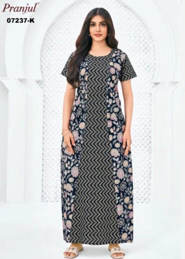 Zoya -07237-k  [XL]  Navyblue Color (Pranjul Brand) Cotton Readymade Pocket Nighty CM1426898 (RR6C)