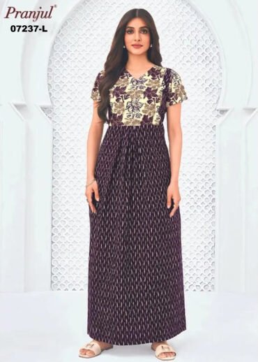 Zoya -07237-L  [XL]  Purple Color (Pranjul Brand) Cotton Readymade Pocket Nighty CM1426898 (RR6C)