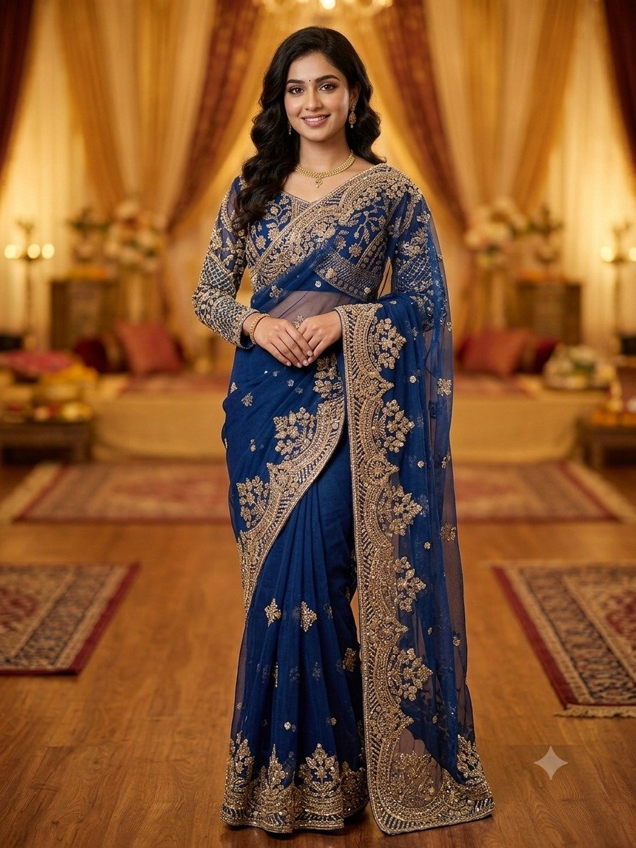 Bridal - 07005 Party Wear/Wedding Reception Saree for Bride CM1428978