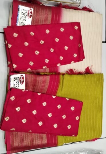 Sophia - 07465-A Green and Halfwhite Color Dola silk Saree CM1444011