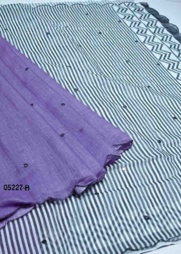 Thara - 05227-H  Lavender Color Trendy Linen Cotton Saree CM1402245