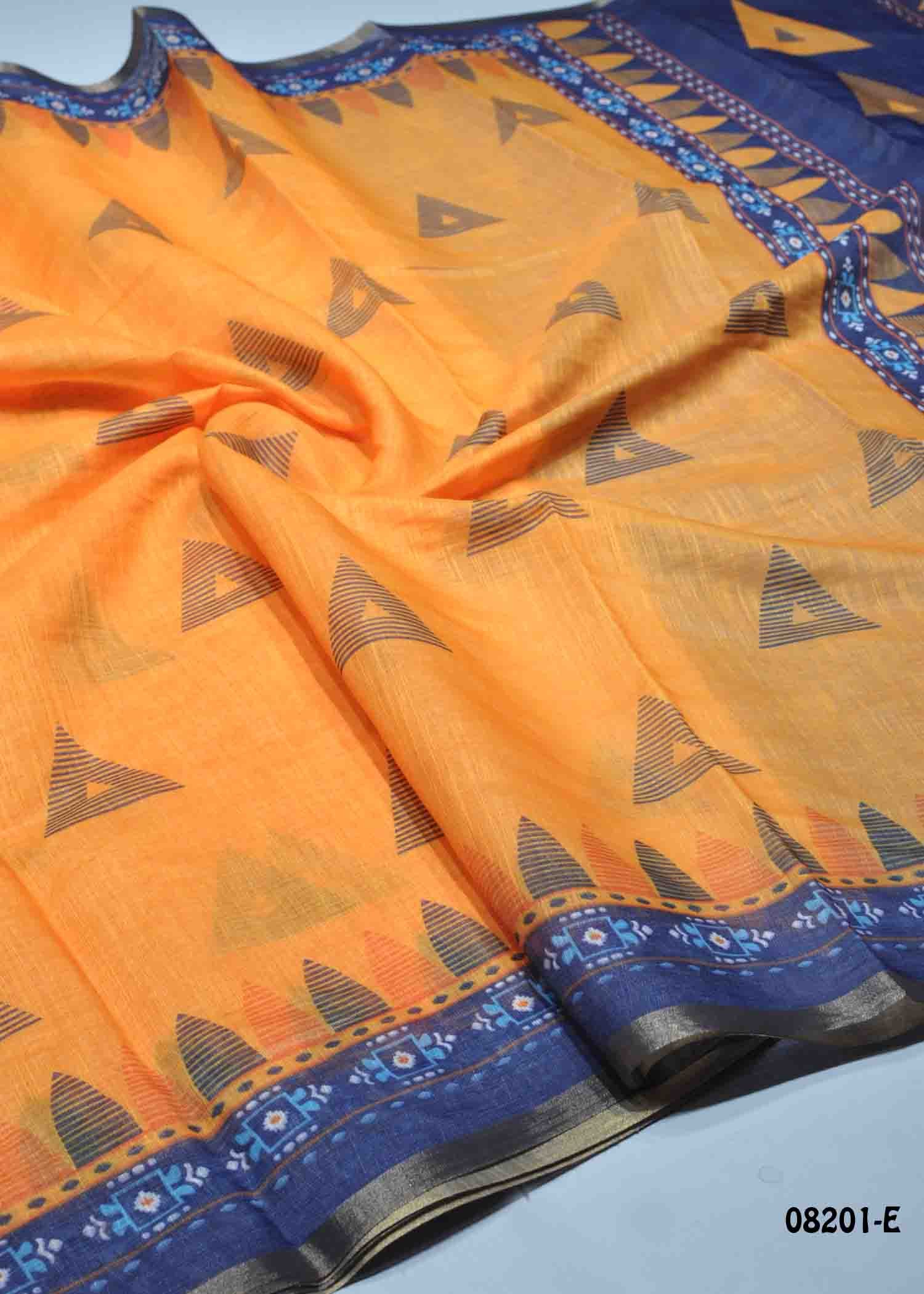 Tamil - 08201-E Orange Color Excellent Linen Cotton Saree CM1443576 (LR1C)