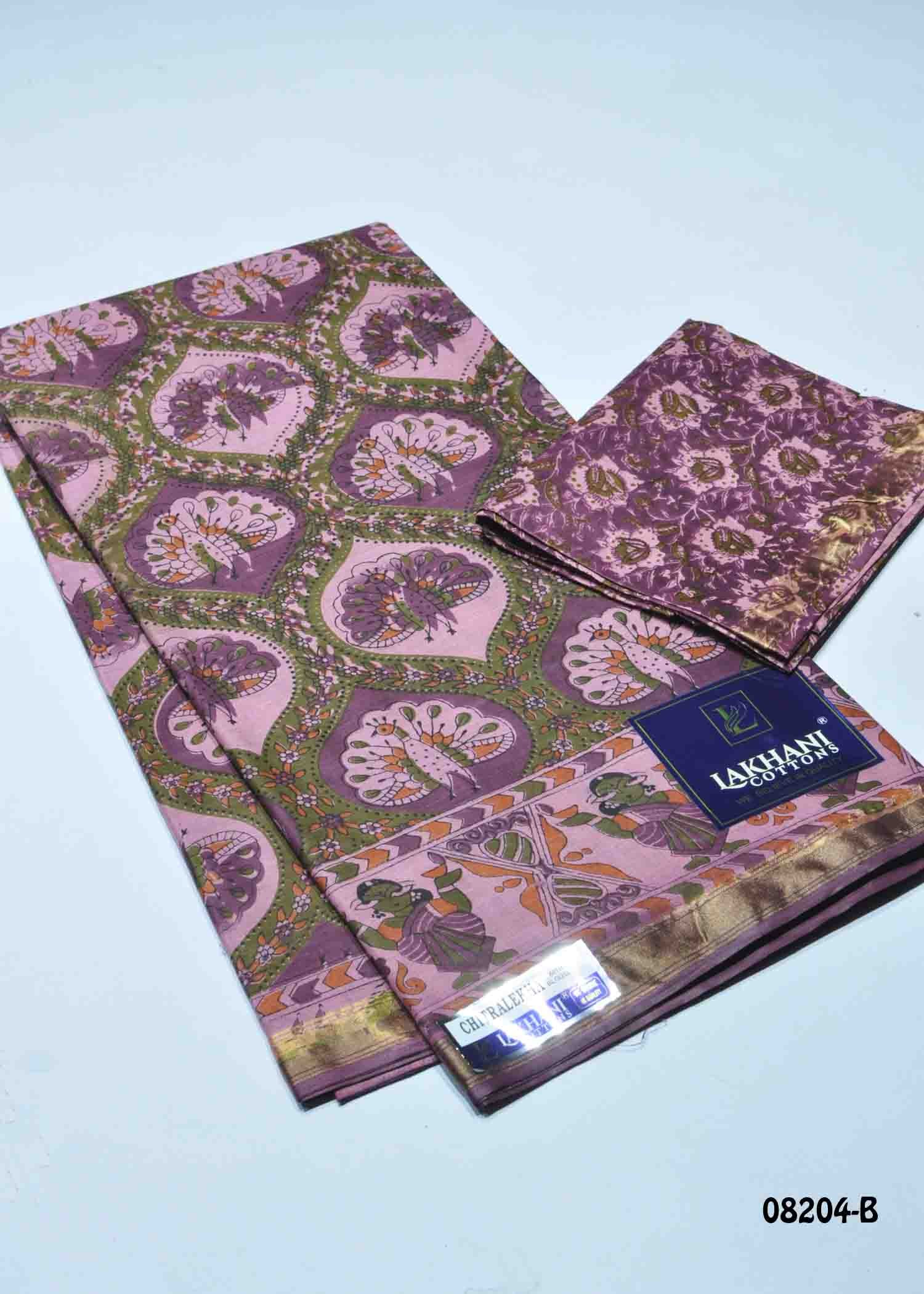 Thendral - 08204-B Purple Color Excellent Pure Cotton Saree CM1437157 (LR1D)