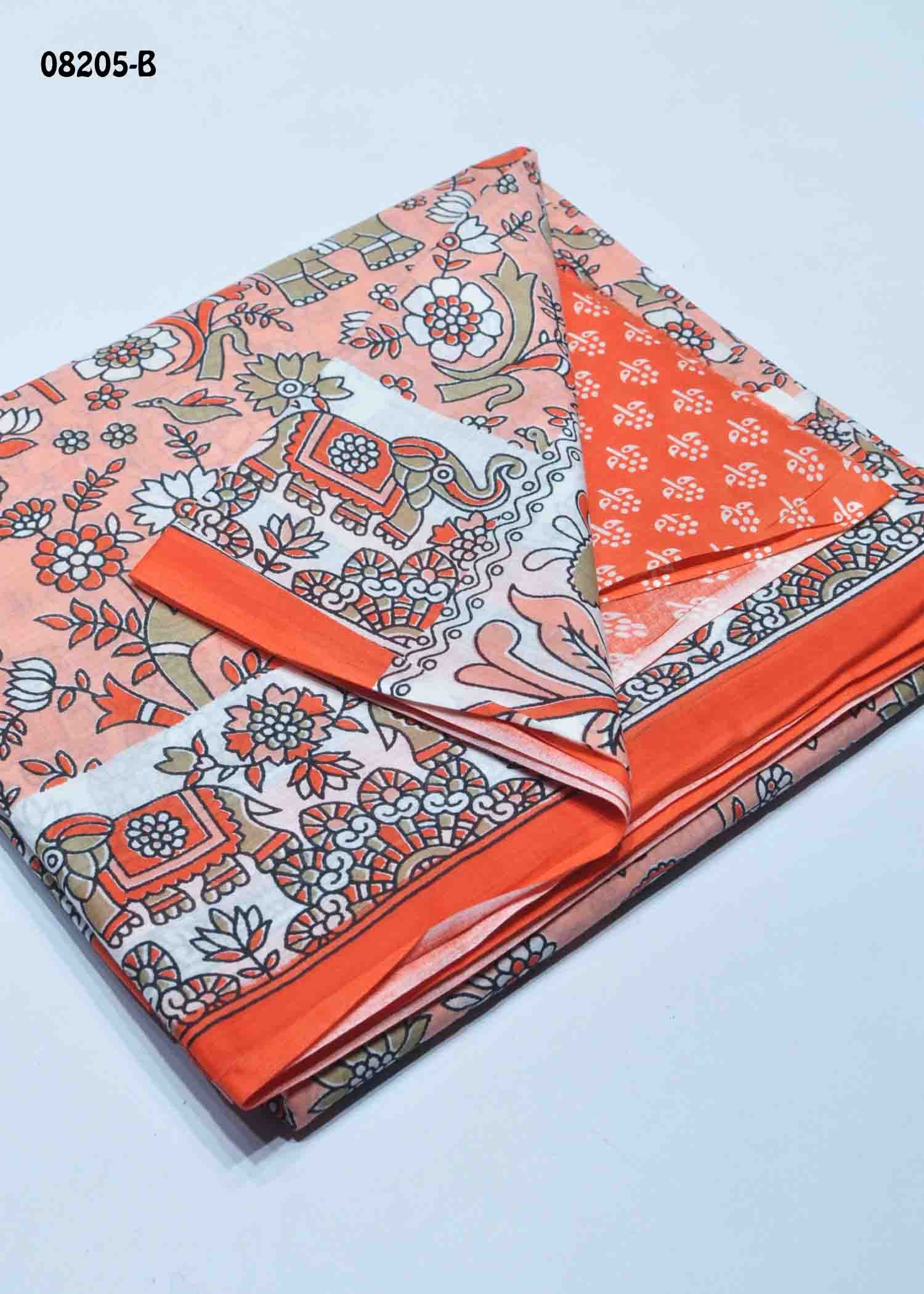 Tanvika - 08205-B Peach Color Excellent Pure Cotton Saree CM1448179 (LR1D)