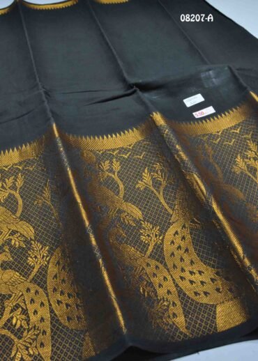 Thamarai - 08207-A  Black Color Excellent Madurai Chungudi Cotton Saree CM1444615 (LR1B)