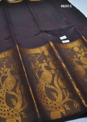 Thamarai - 08207-C   Brown Color Excellent Madurai Chungudi Cotton Saree CM1444615 (LR1B)