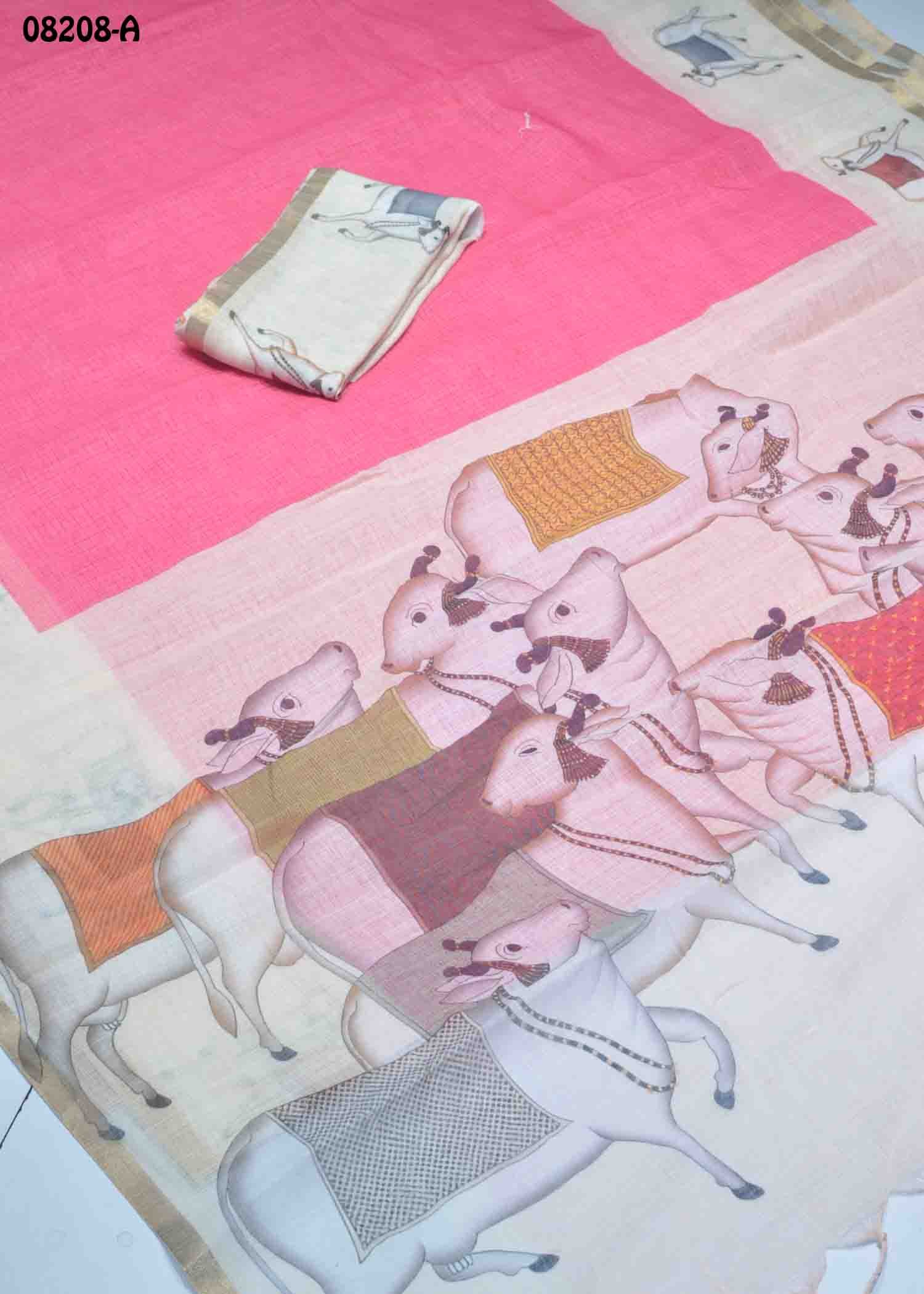 Anjali - 08208-A Pink Color Excellent Linen Cotton Saree CM1441879 (LR1C)