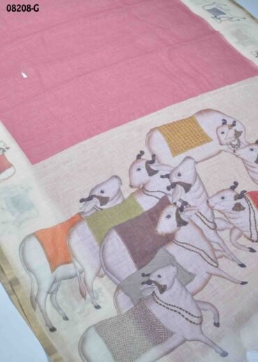 Anjali - 08208-G  Pink Color Excellent Linen Cotton Saree CM1441879 (LR1C)