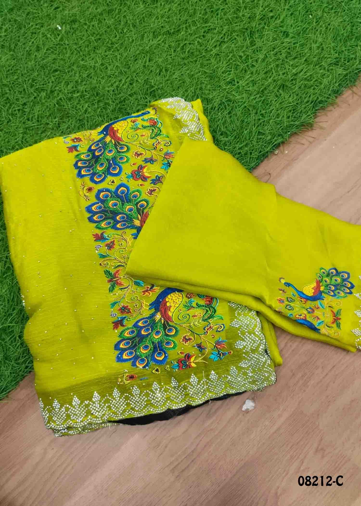 Mayuri - 08212-C LimeGreen Color Excellent Space Silk Saree CM1438215 (LR1B)
