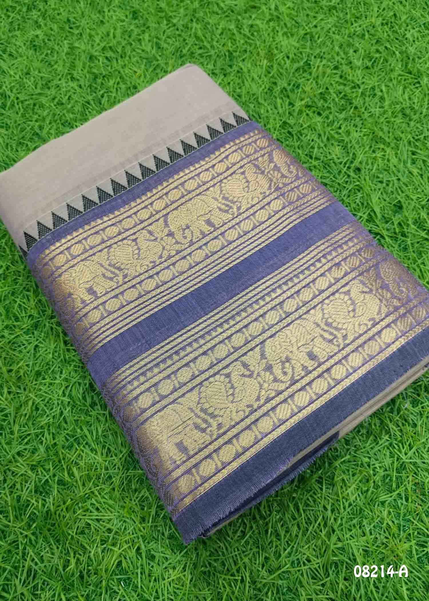 Meenakshi - 08214-C Tan Color Traditional Excellent Chettinad Cotton Saree CM1450257 (LR1B)