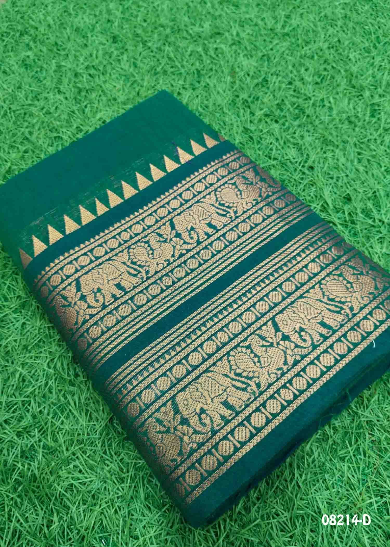 Meenakshi - 08214-D Green Color Traditional Excellent Chettinad Cotton Saree CM1450257 (LR1B)