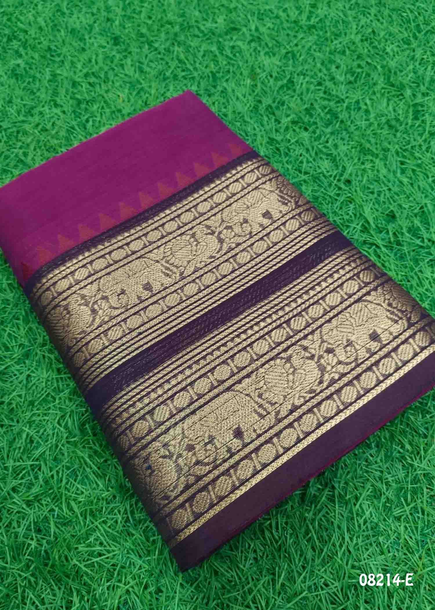 Meenakshi - 08214-E Purple Color Traditional Excellent Chettinad Cotton Saree CM1450257 (LR1B)