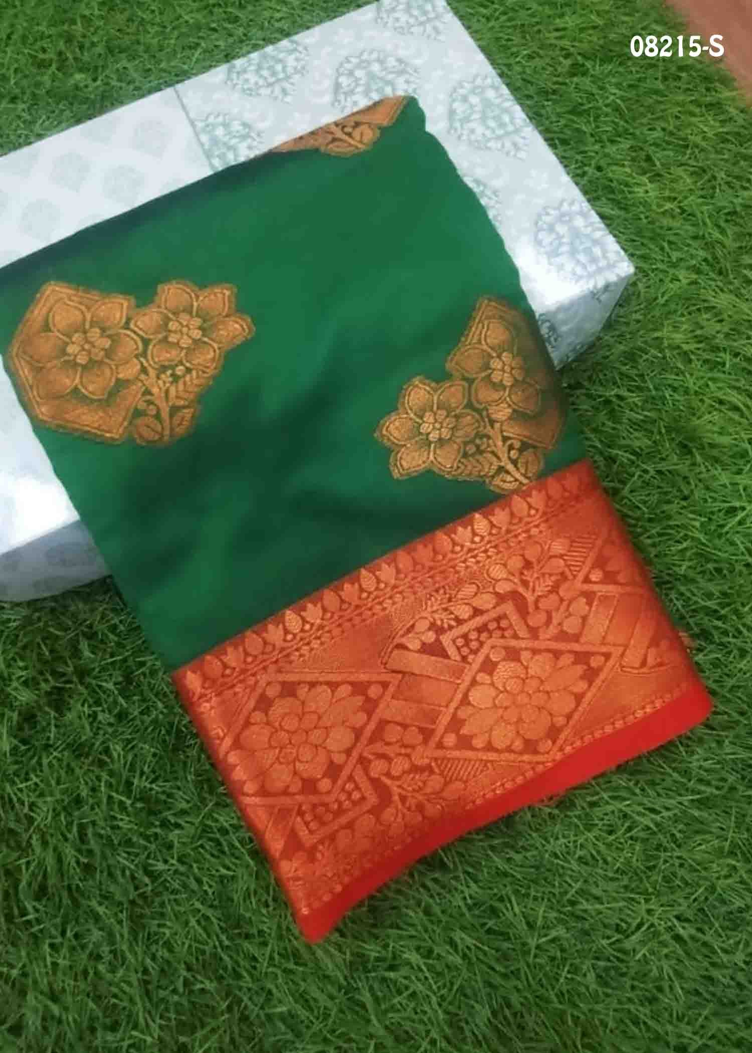 Samundy - 08215-S Green Color Traditional Lichi Silk Saree CM1447916 (LR2C)