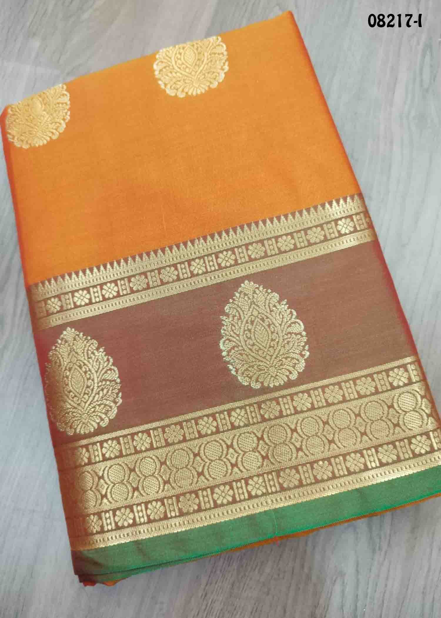 Triniti - 08217-I Orange Color Traditional Chanderi Cotton Silk Saree CM1452514 (LR2C)
