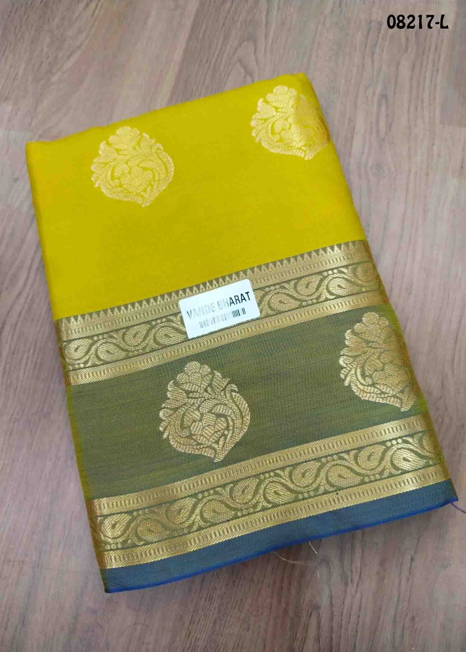 Triniti - 08217-L LemonYellow Color Traditional Chanderi Cotton Silk Saree CM1452514 (LR2C)