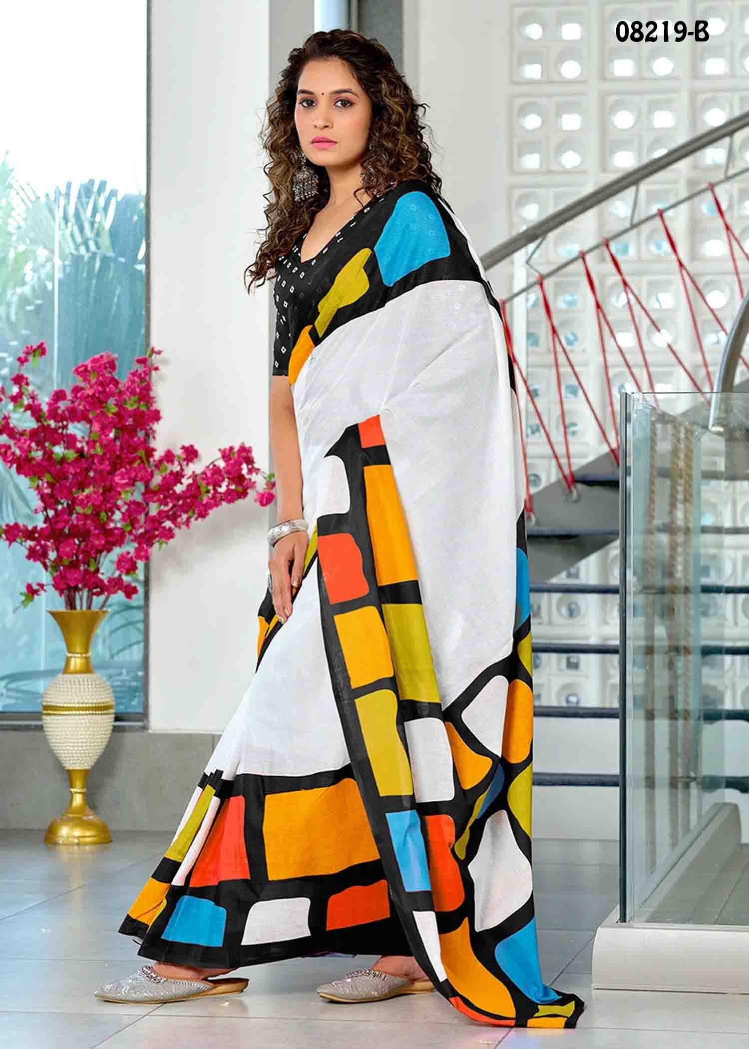 Aarthy - 08219-B Halfwhite Color Excellent Mul Mul Cotton Saree CM1430554 (LR2B)
