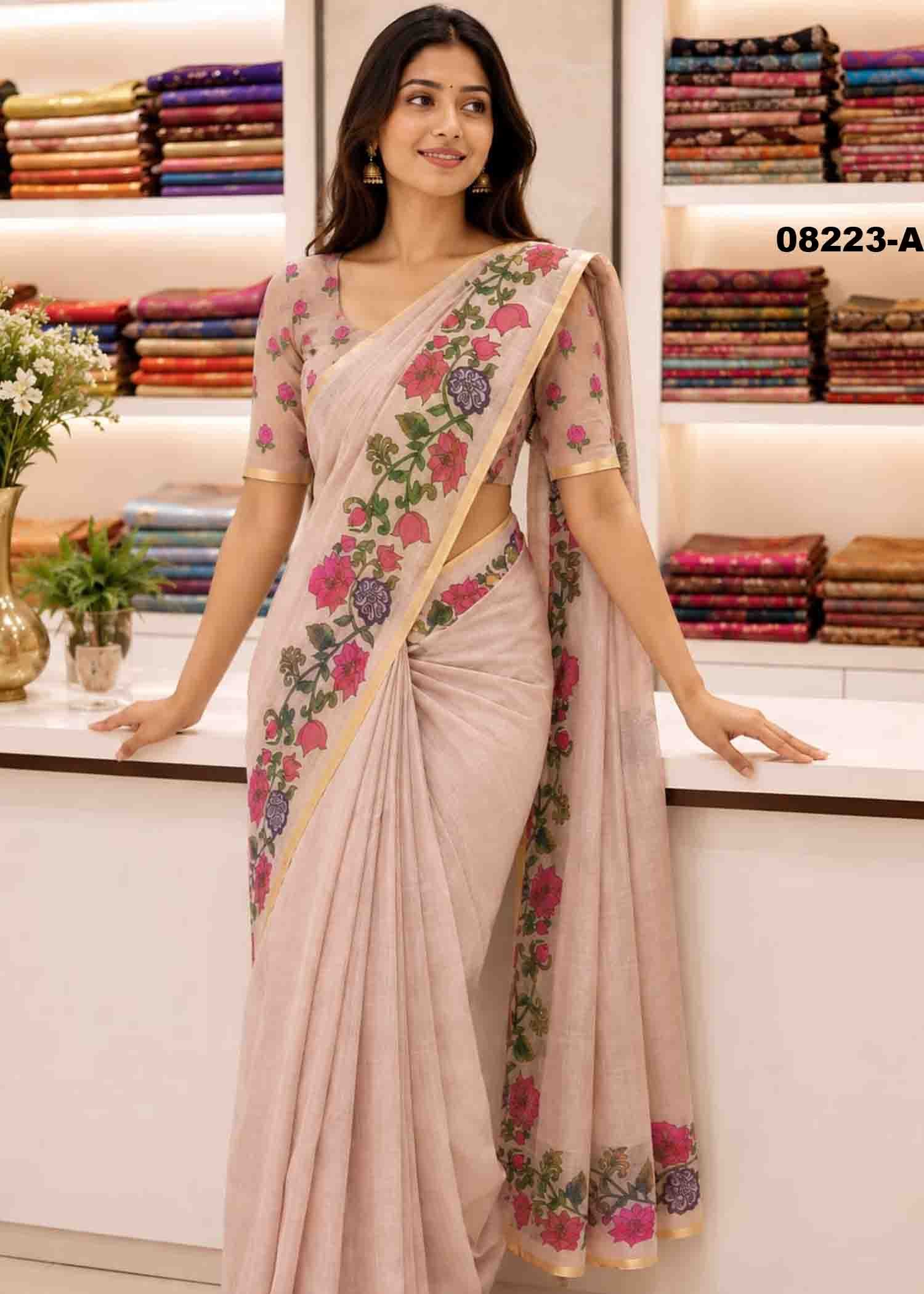 Shivangi - 08223-A Tan Color Excellent Linen Saree CM1441919 (LR3C)