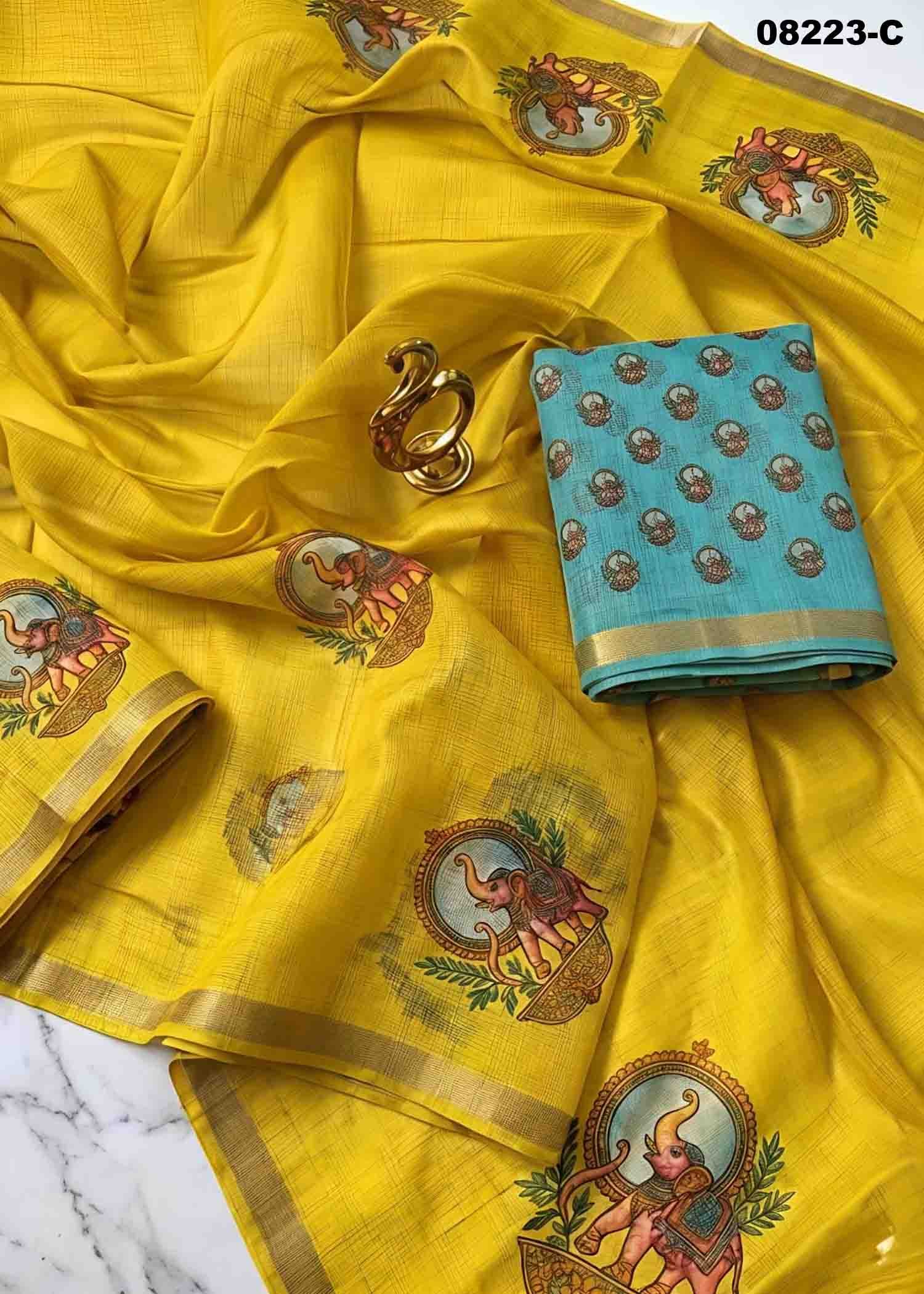 Shivangi - 08223-C Yellow Color Excellent Linen Saree CM1449312 (LR3C)