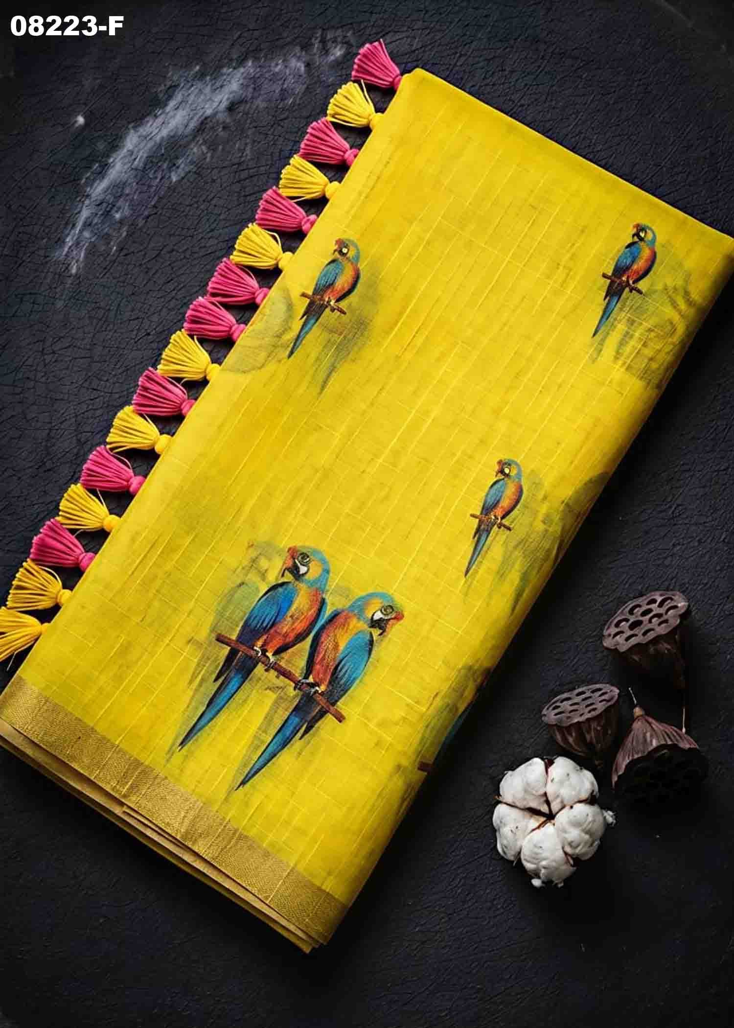 Shivangi - 08223-F Yellow Color Excellent Linen Saree CM1449312 (LR3C)