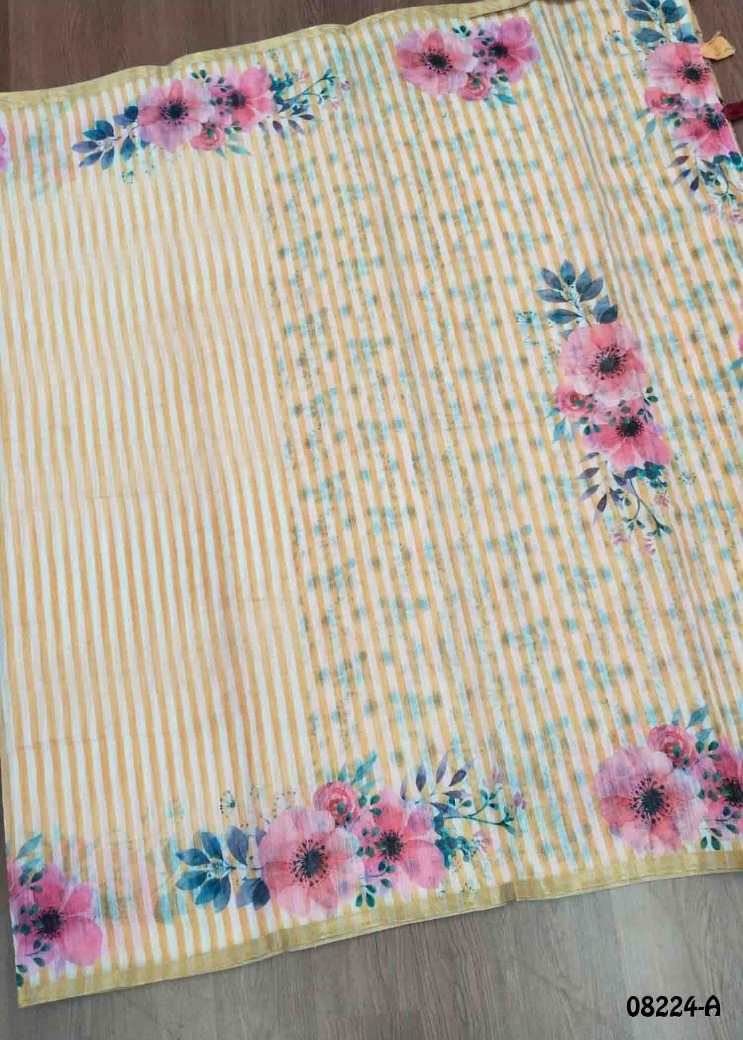 Thoosika - 08224-A Yellow Color Trendy Linen Saree CM1445882 (LR4C)