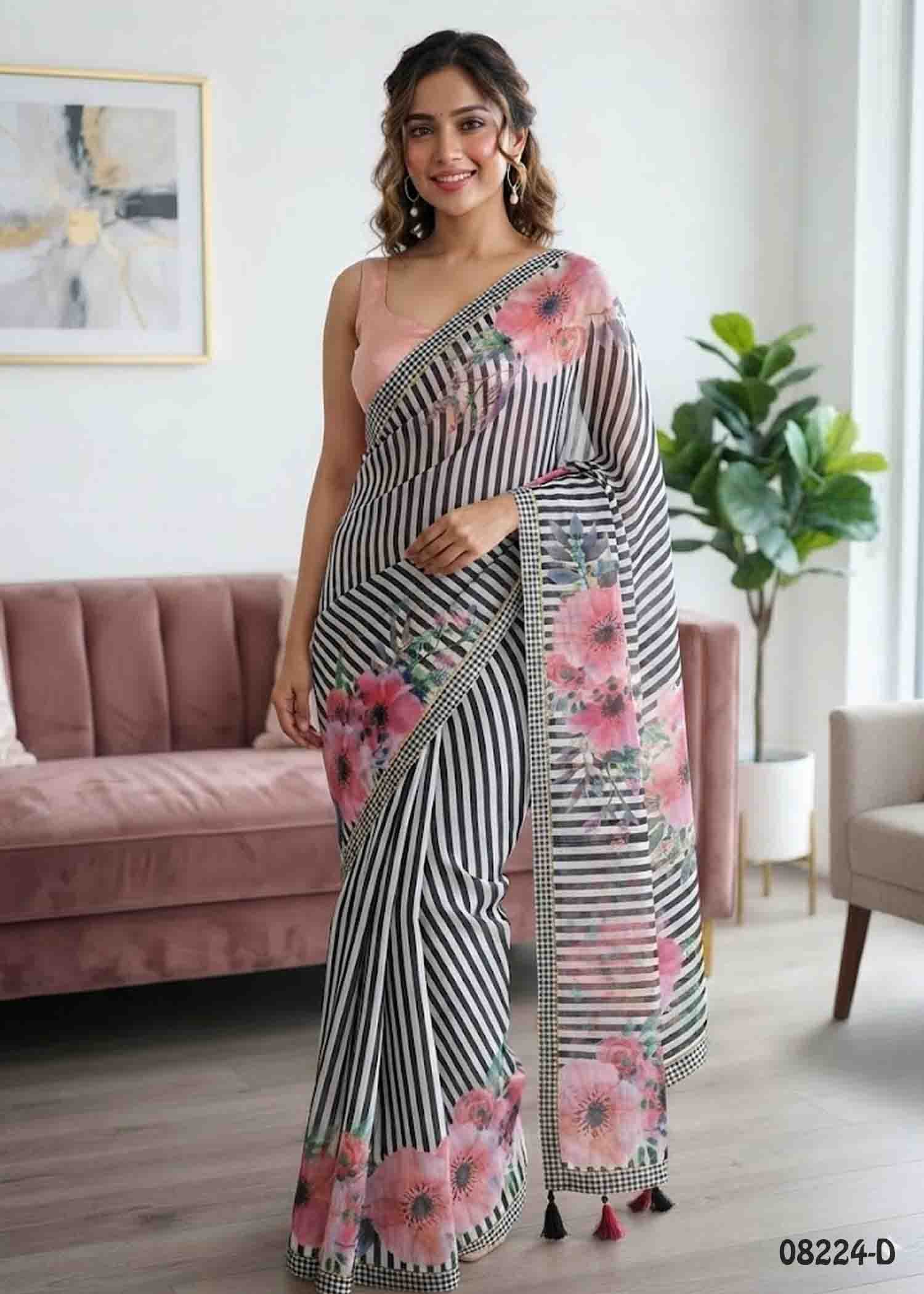 Thoosika - 08224-D Black Color Trendy Linen Saree CM1445882 (LR4C)