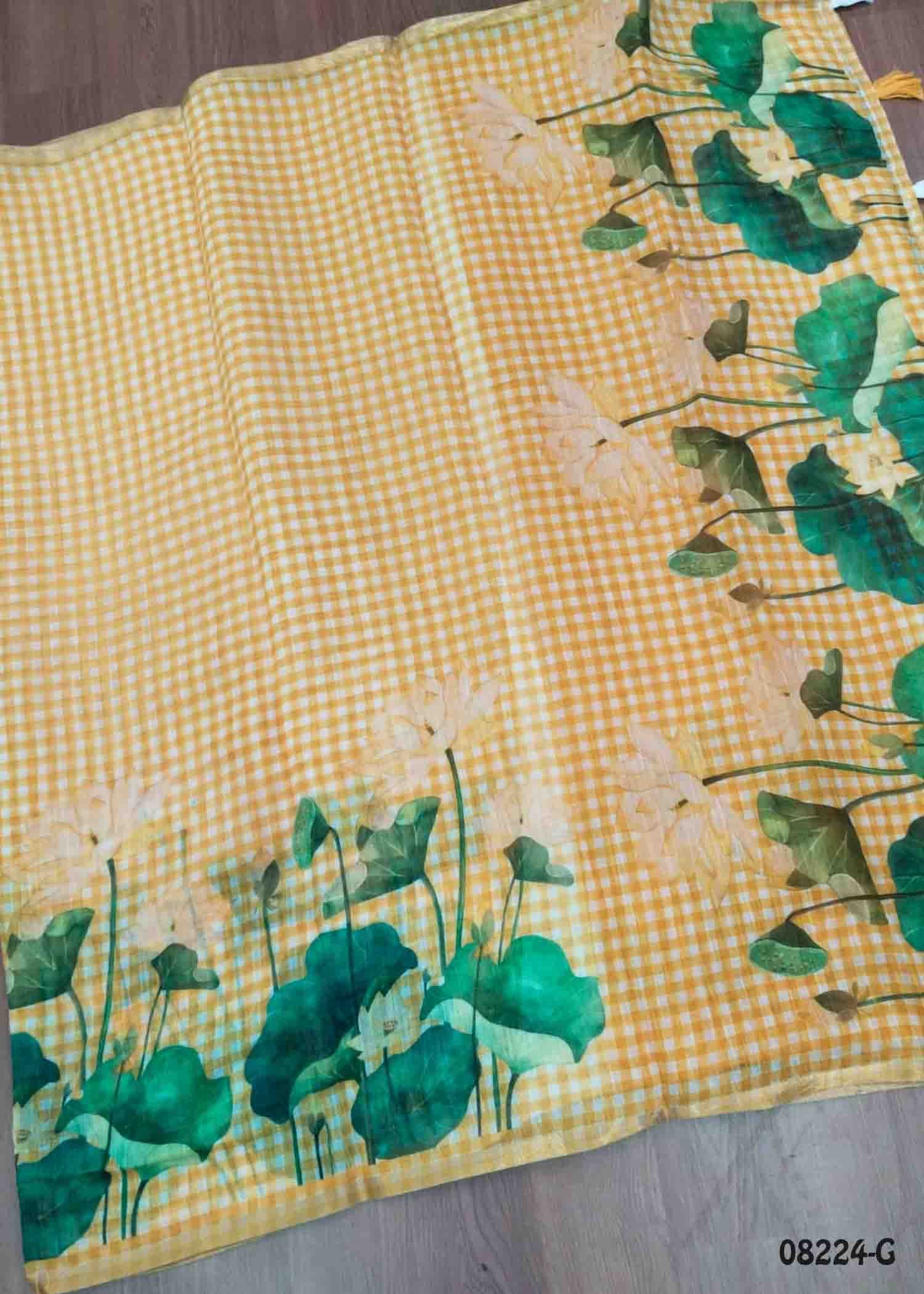 Thoosika - 08224-G Yellow Color Trendy Linen Saree CM1445882 (LR4C)