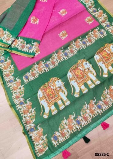 Iniya - 08225-C   RaniPink  Color Trendy Linen Saree CM1443577 (LR4C)