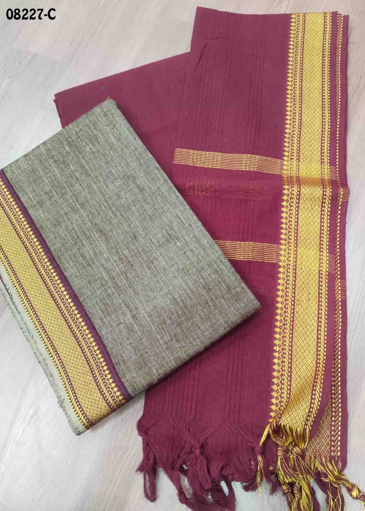 Lavanya 08227-C Stone Grey Color Cotton Salwar Material CM1426226 (LR4C)