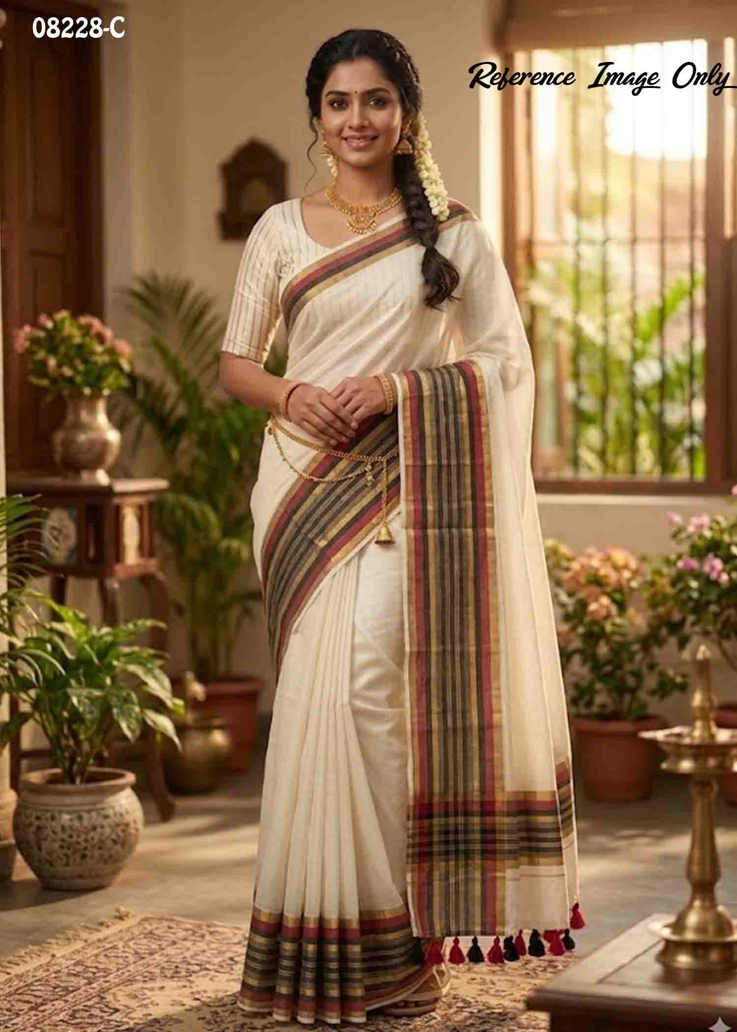 Lakshana - 08228-C Halfwhite Color Trendy Handloom Cotton Saree CM1455146 (LR4C)