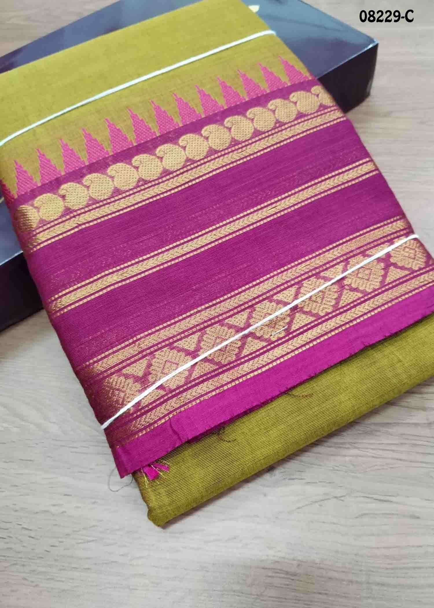 Rashmika - 08229-C Olivegreen Color Trendy Chettinad Cotton Saree CM1449000 (LR4C)