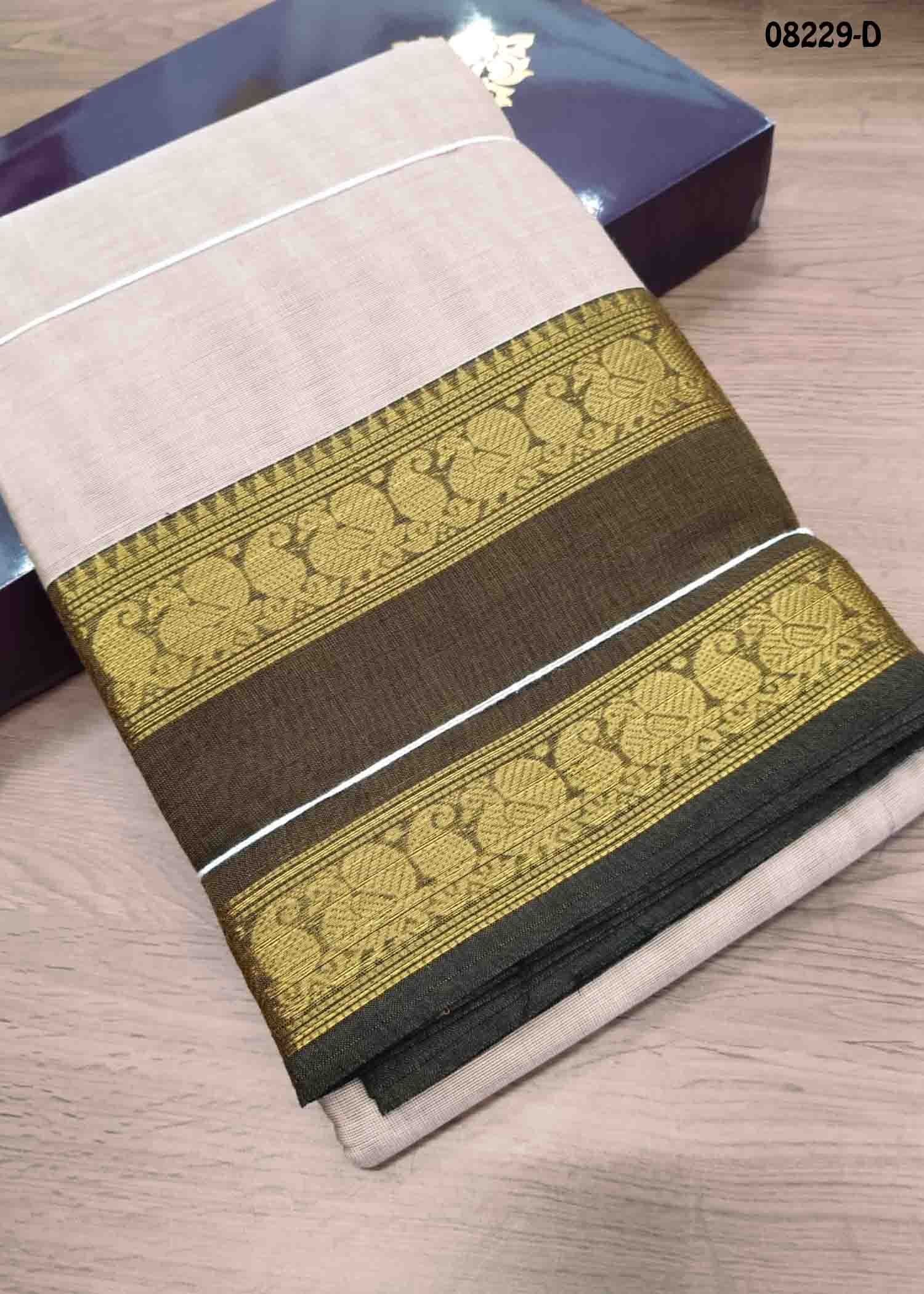 Rashmika - 08229-D Tan Color Trendy Chettinad Cotton Saree CM1449000 (LR4C)