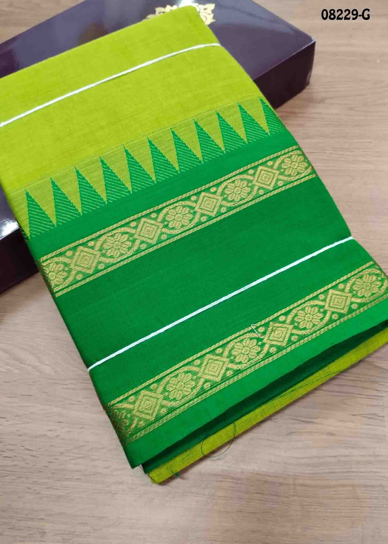 Rashmika - 08229-G Basilgreen Color Trendy Chettinad Cotton Saree CM1449000 (LR4C)
