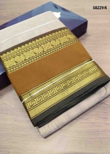 Samantha - 08229-K  Tan  Color Trendy Chettinad Cotton Saree CM1449000 (LR4C)