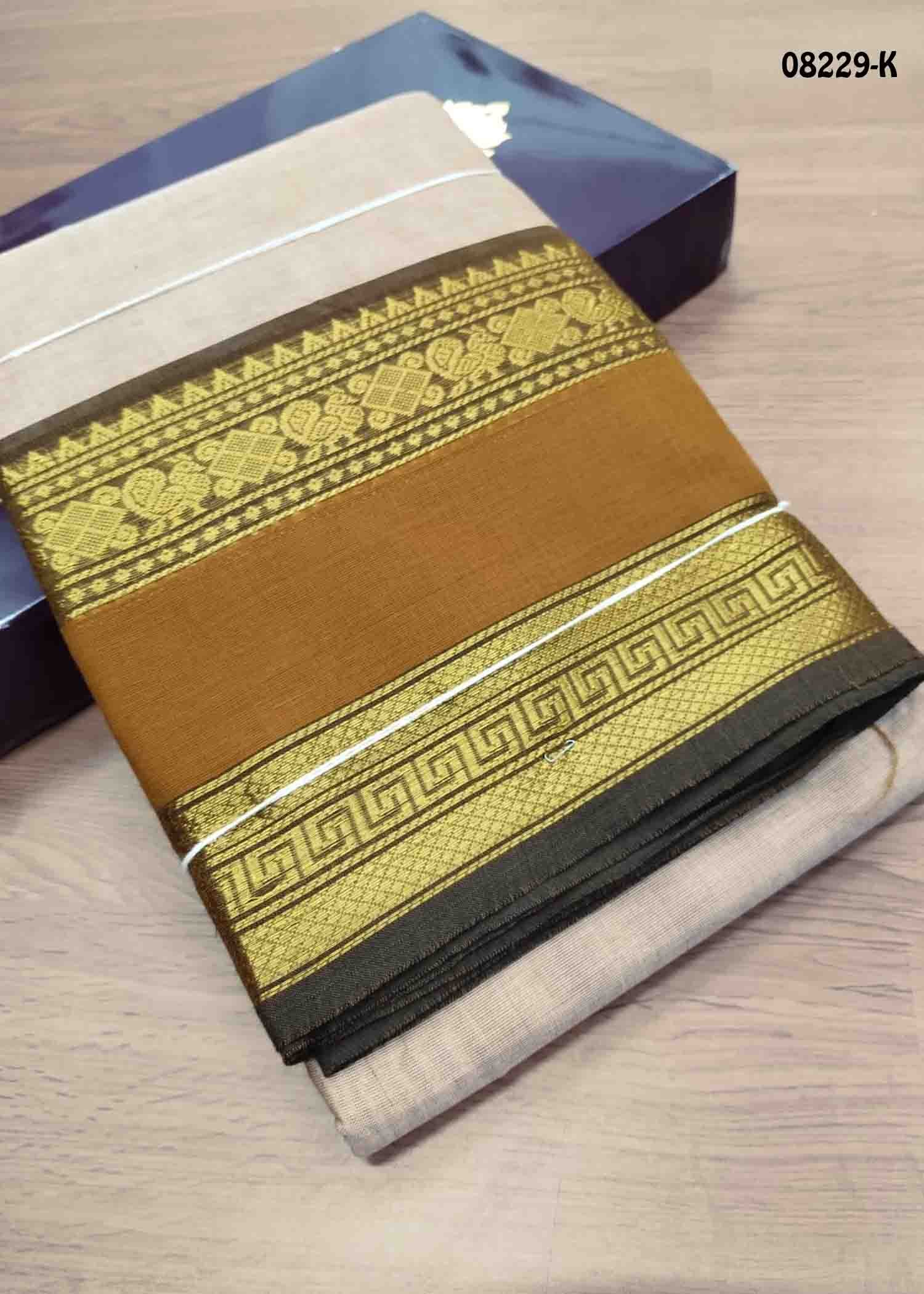 Samantha - 08229-K Tan Color Trendy Chettinad Cotton Saree CM1449000 (LR4C)